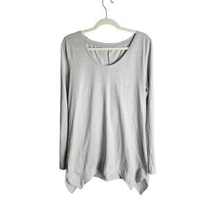 Garnet Hill lightweight blouse cotton silk blend asymmetric hem sz L Lagenlook